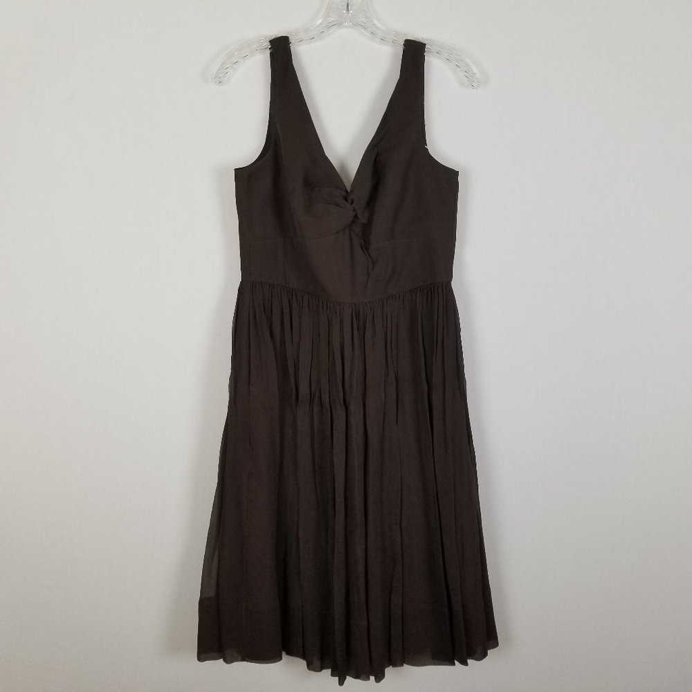 J Crew Brown Twist Silk Chiffon Twist tank dress 8